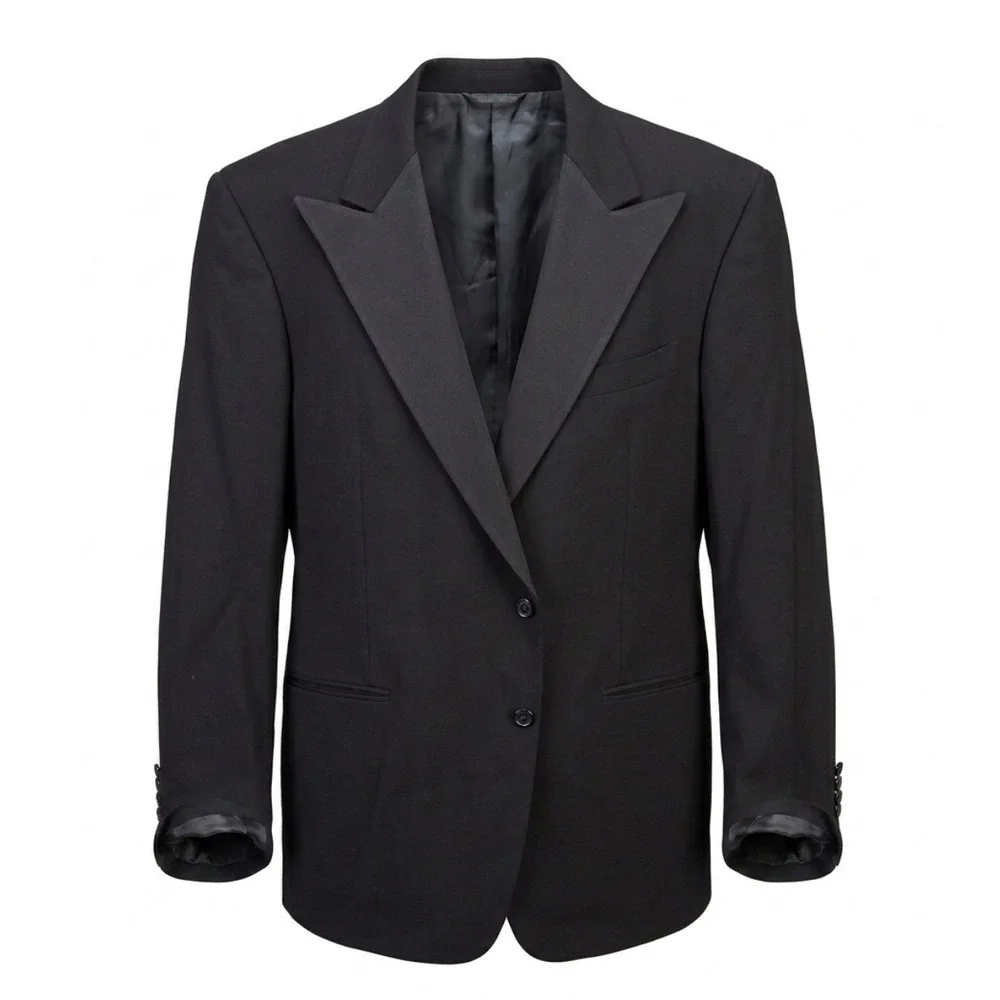 Polo Ralph Lauren Tuxedo Jacket Mens 44L Black Wool Peak Lapel Vintage USA Made